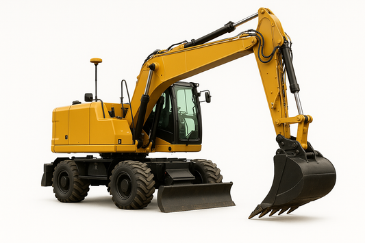 Bild von einem 
Mobilbagger CAT M317 CR mit GPS (17,9 t).      Hintergrund weiß und Logos entfernen